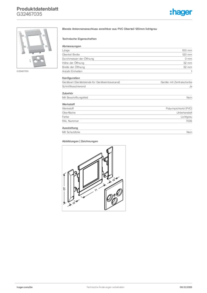 Bild Hager Produktdatenblatt G32467035 | Hager Deutschland