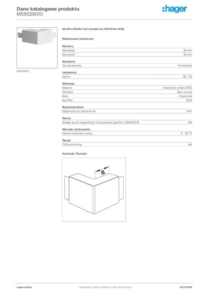 Zdjęcie Hager Karta katalogowa M58029010 | Hager Polska