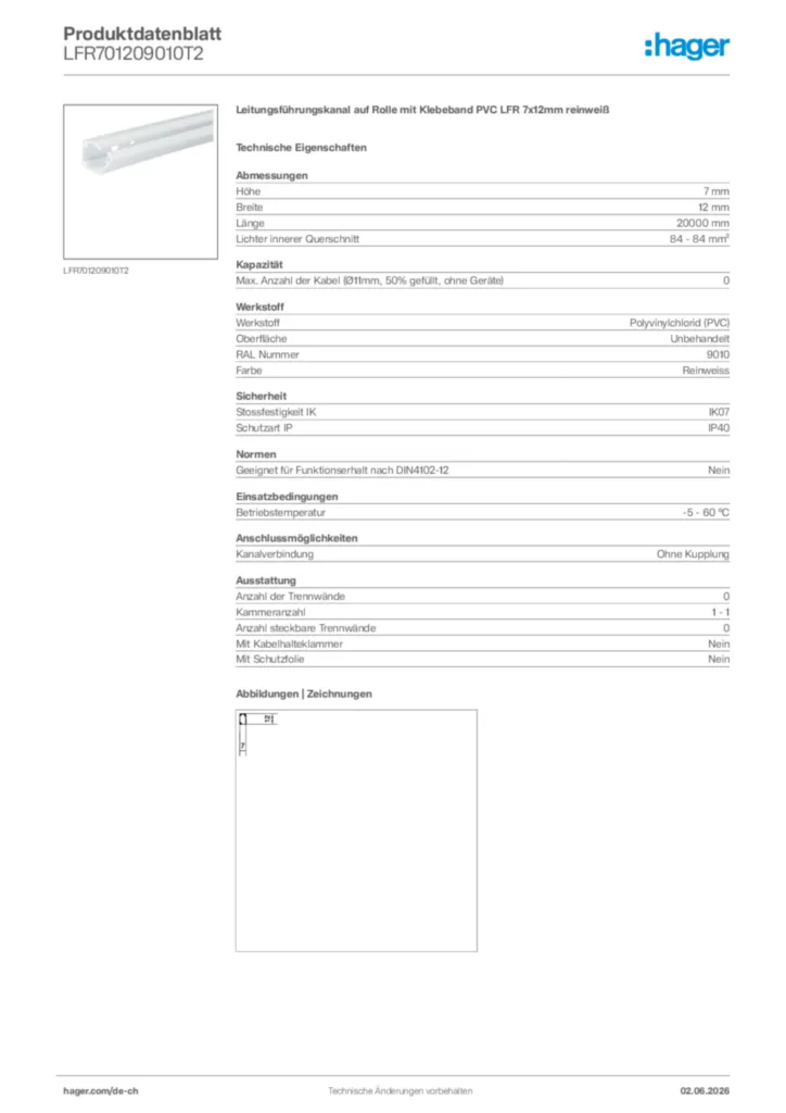 Bild Hager Produktdatenblatt LFR701209010T2 | Hager Schweiz