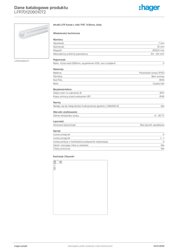 Zdjęcie Hager Karta katalogowa LFR701209010T2 | Hager Polska