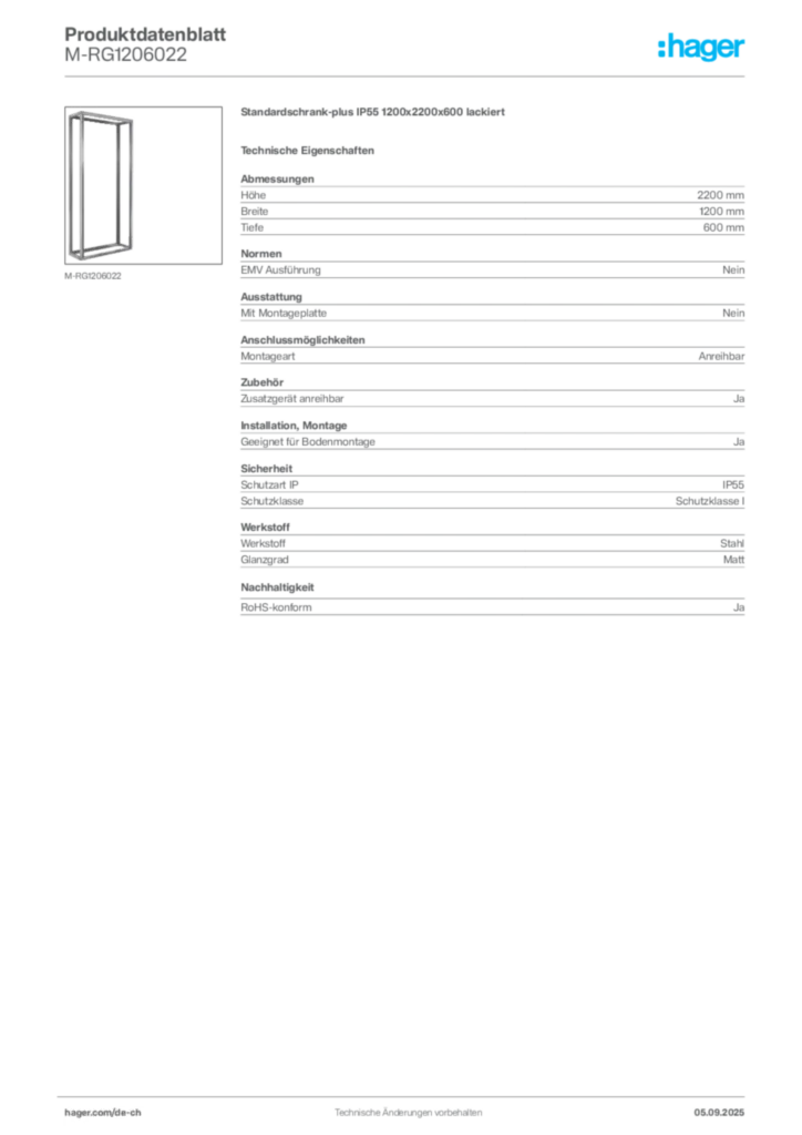 Bild Hager Produktdatenblatt M-RG1206022 | Hager Schweiz