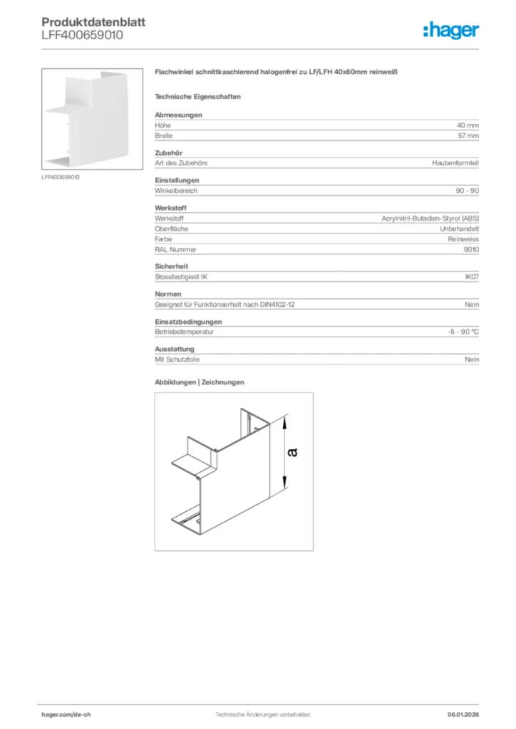 Bild Hager Produktdatenblatt LFF400659010 | Hager Schweiz