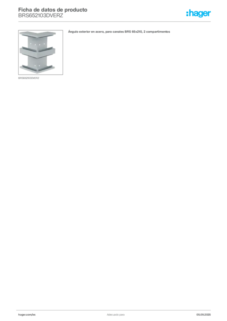 Imagen Hager Ficha de datos de producto BRS652103DVERZ | Hager España