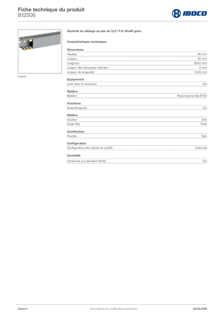 Image Iboco Fiche technique du produit B12506 | Hager France