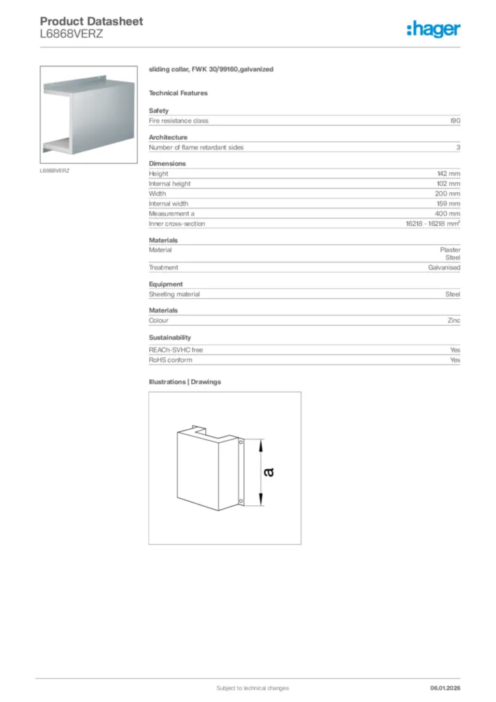 Image Hager Product data sheet L6868VERZ  | Hager Africa