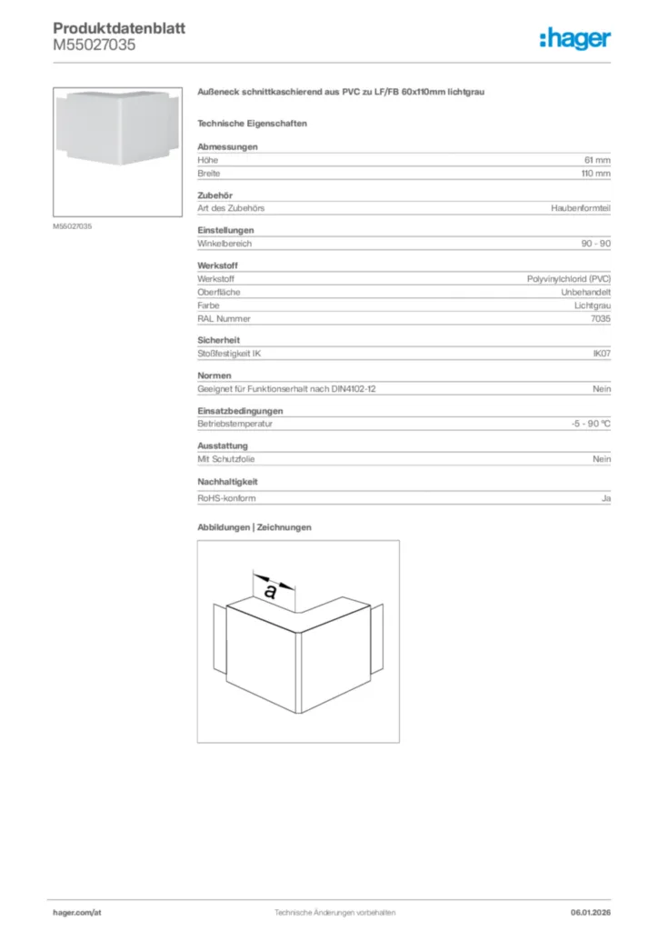 Bild Hager Produktdatenblatt M55027035 | Hager Deutschland