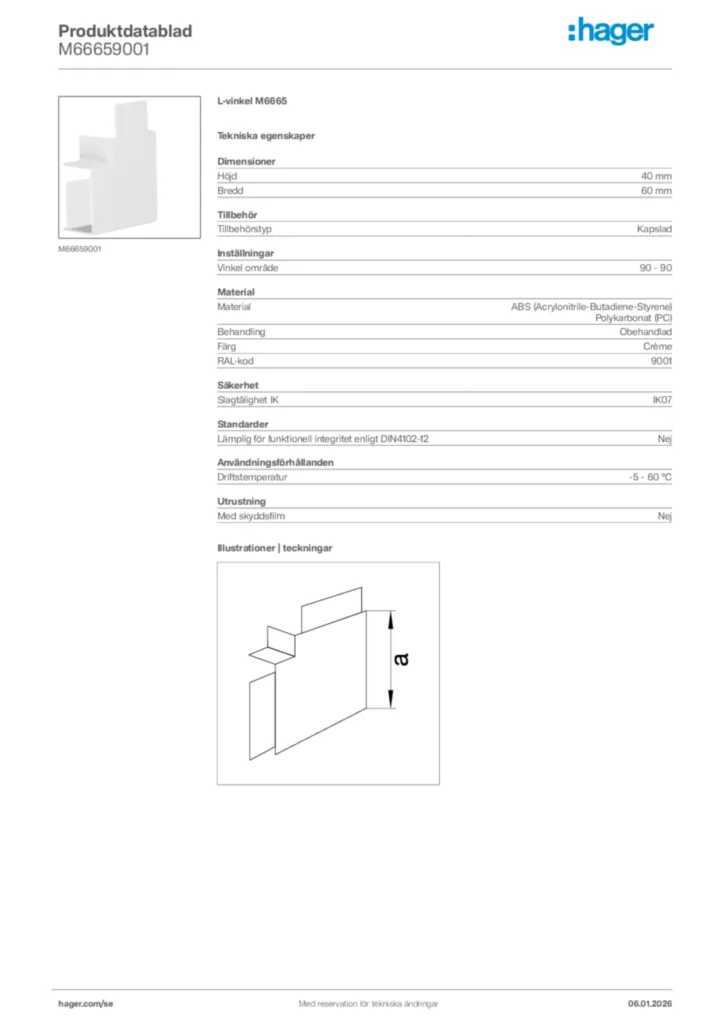 Bild Hager Produktdatablad M66659001 | Hager Sverige