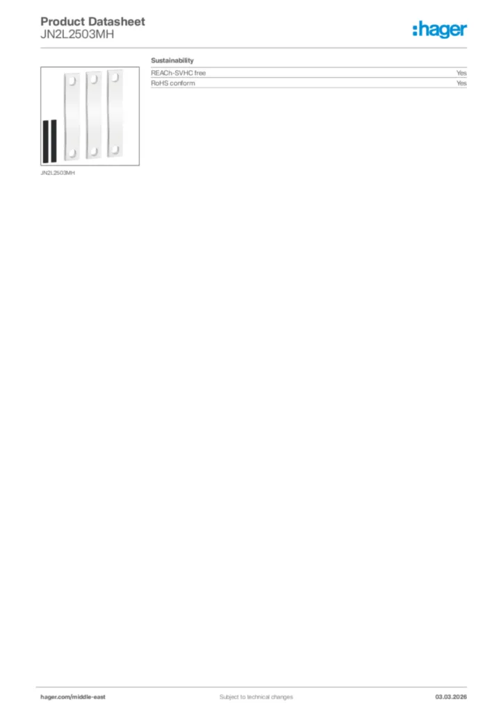Image Hager Product data sheet JN2L2503MH  | Hager
