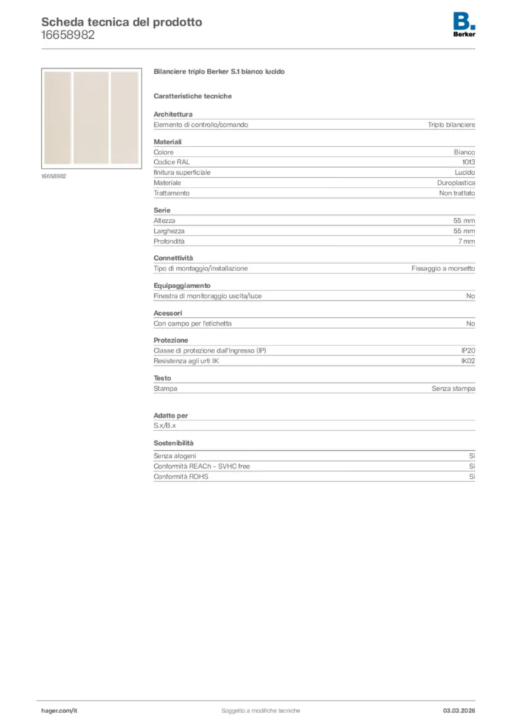 Immagine Berker Scheda tecnica del prodotto 16658982 | Hager Italia