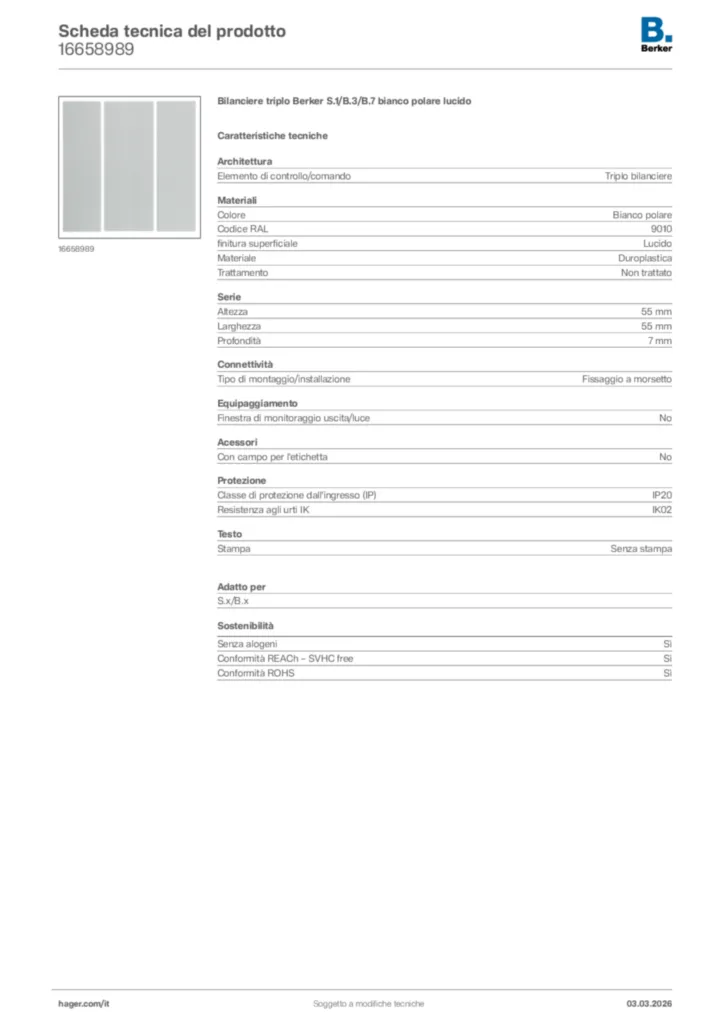 Immagine Berker Scheda tecnica del prodotto 16658989 | Hager Italia