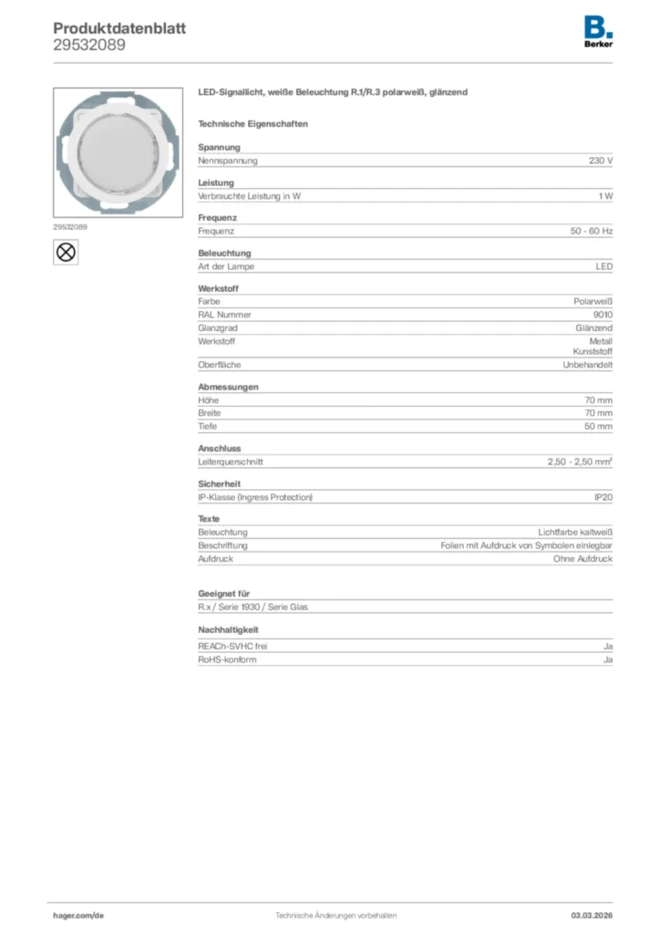 Bild Berker Produktdatenblatt 29532089 | Hager Deutschland