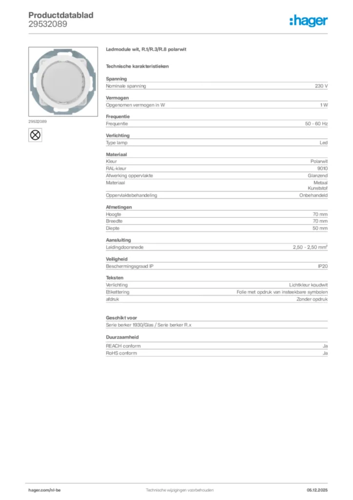 Afbeelding Hager Productdatablad 29532089 | Hager Belgium