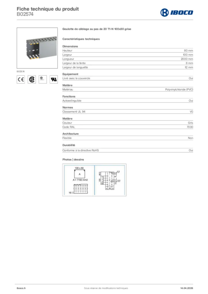 Image Iboco Fiche technique du produit B02574 | Hager France