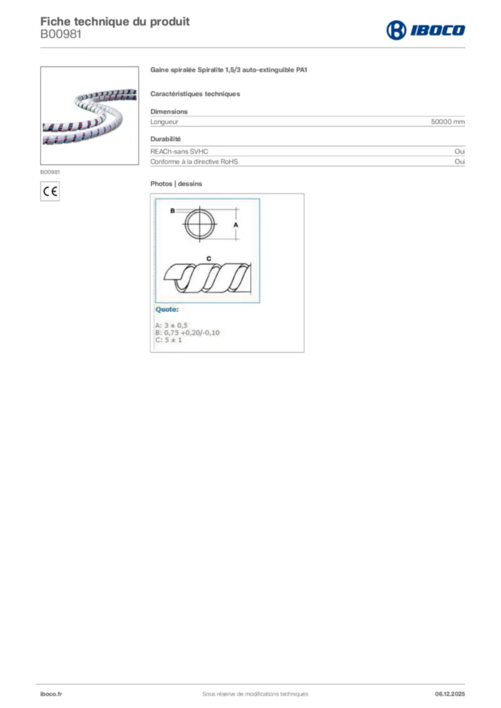 Image Iboco Fiche technique du produit B00981 | Hager France