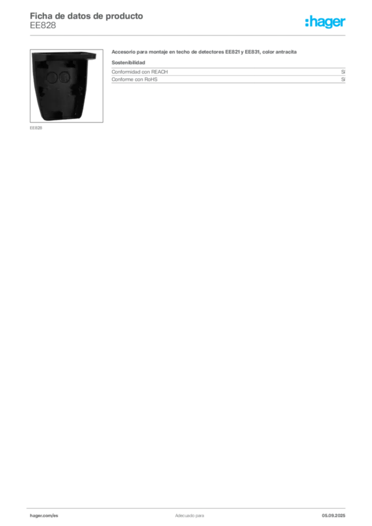 Imagen Hager Ficha de datos de producto EE828 | Hager España