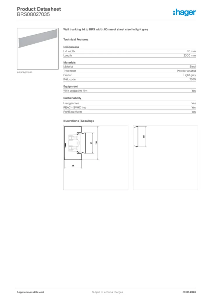 Image Hager Product data sheet BRS08027035  | Hager
