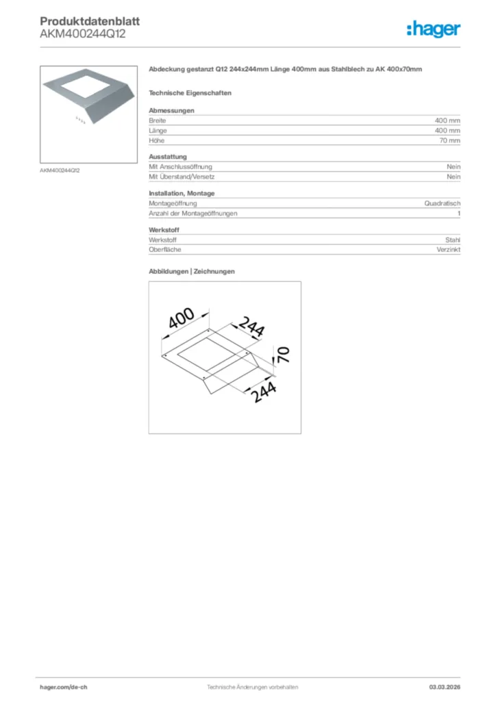 Bild Hager Produktdatenblatt AKM400244Q12 | Hager Schweiz