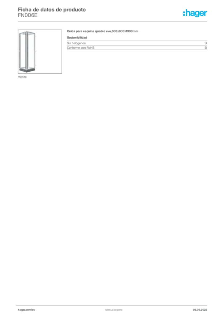 Imagen Hager Ficha de datos de producto FN006E | Hager España