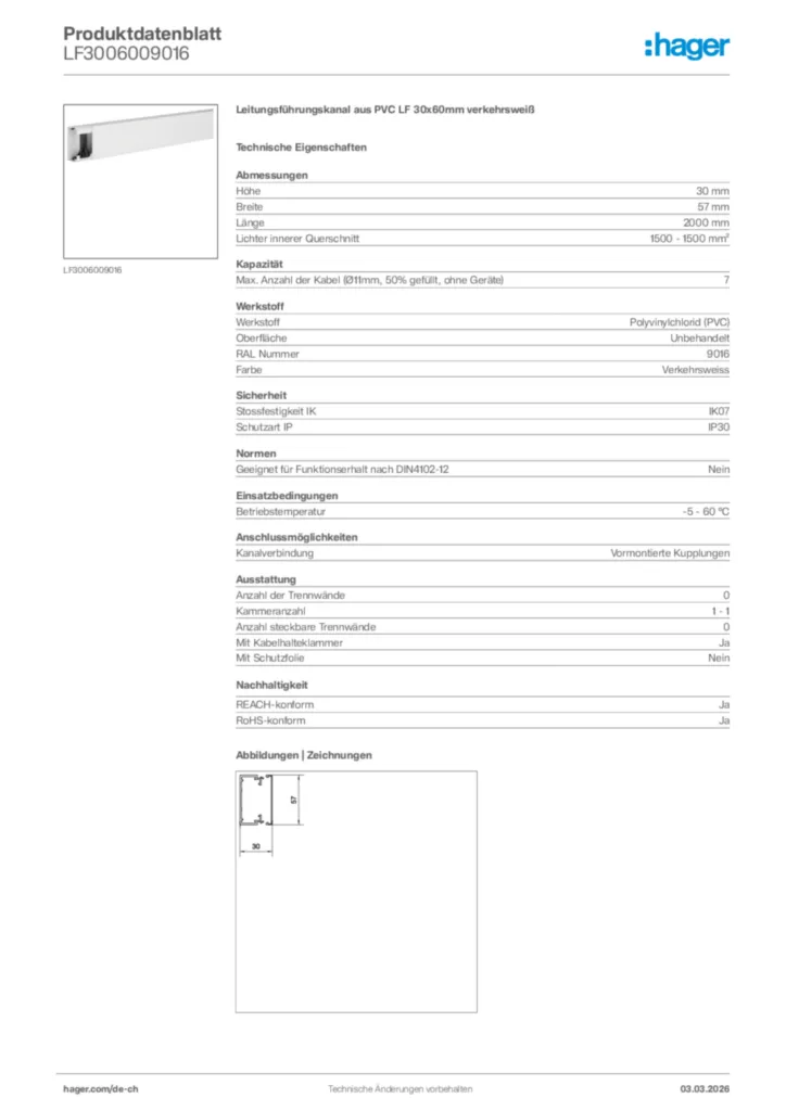 Bild Hager Produktdatenblatt LF3006009016 | Hager Schweiz