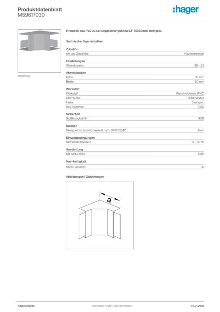 Bild Hager Produktdatenblatt M59617030 | Hager Deutschland