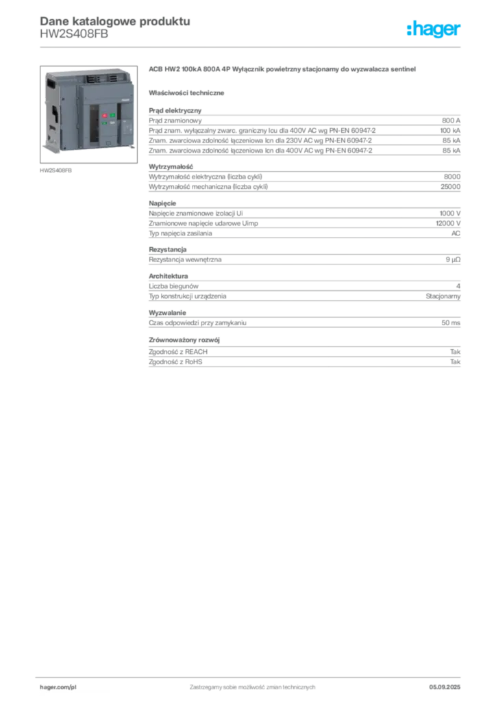 Zdjęcie Hager Dane katalogowe produktu HW2S408FB | Hager Polska