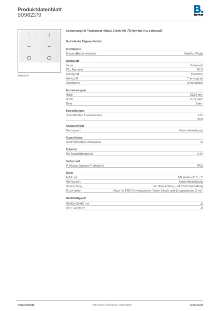 Bild Berker Produktdatenblatt 80962379 | Hager Deutschland