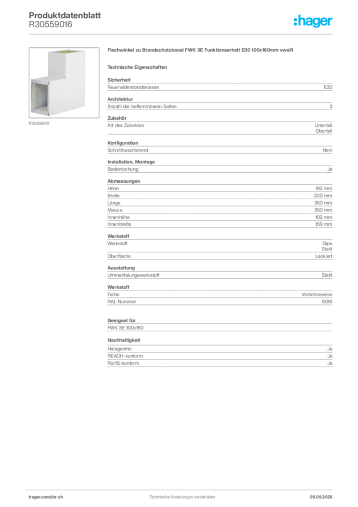 Bild Hager Produktdatenblatt R30559016 | Hager Schweiz