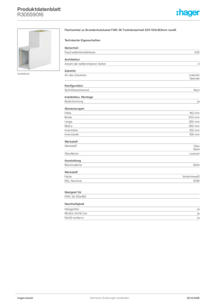 Bild Hager Produktdatenblatt R30559016 | Hager Deutschland
