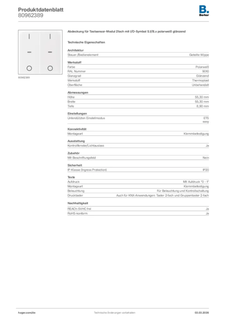 Bild Berker Produktdatenblatt 80962389 | Hager Deutschland