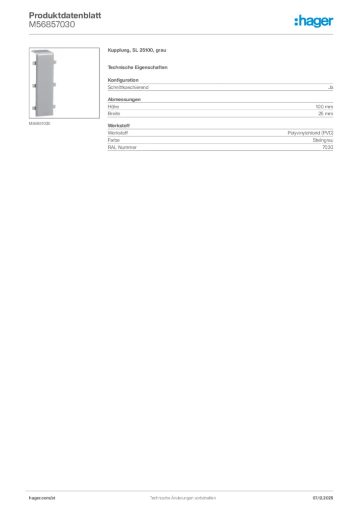 Bild Hager Produktdatenblatt M56857030 | Hager Deutschland