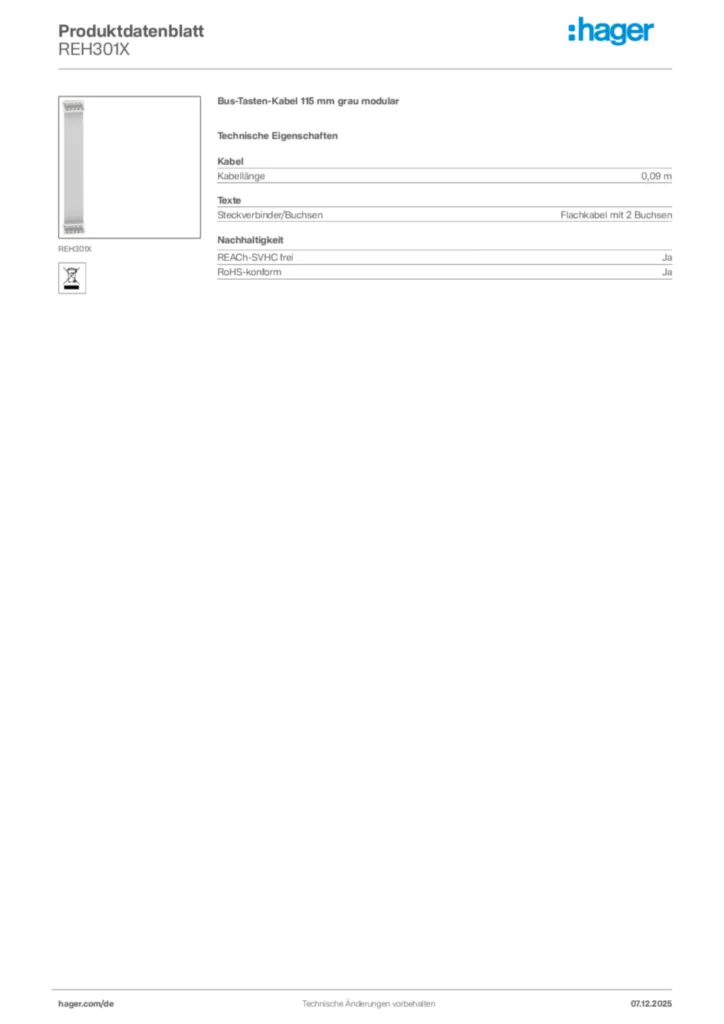 Hager Produktdatenblatt REH301X