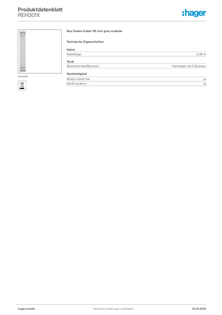Bild Hager Produktdatenblatt REH301X | Hager Deutschland