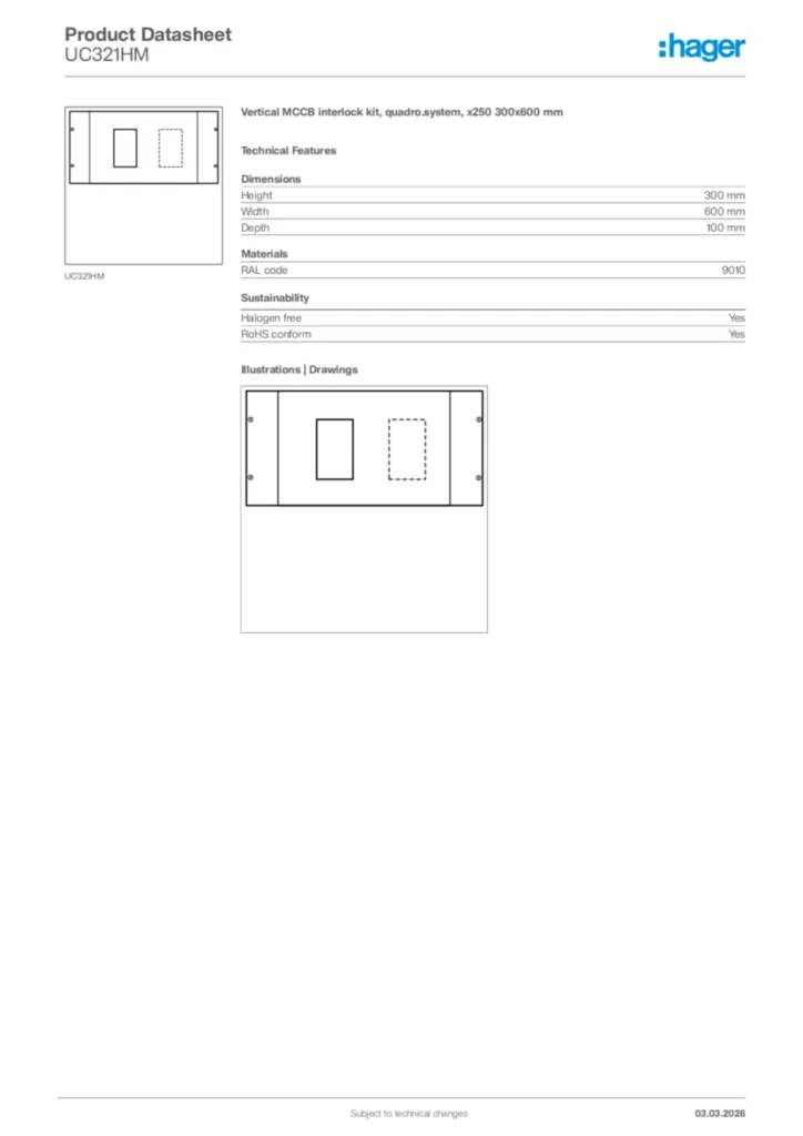 Image Hager Product data sheet UC321HM  | Hager Africa