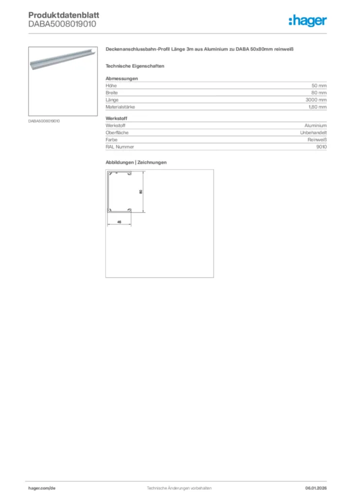Bild Hager Produktdatenblatt DABA5008019010 | Hager Deutschland