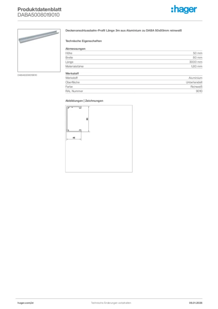 Bild Hager Produktdatenblatt DABA5008019010 | Hager Deutschland