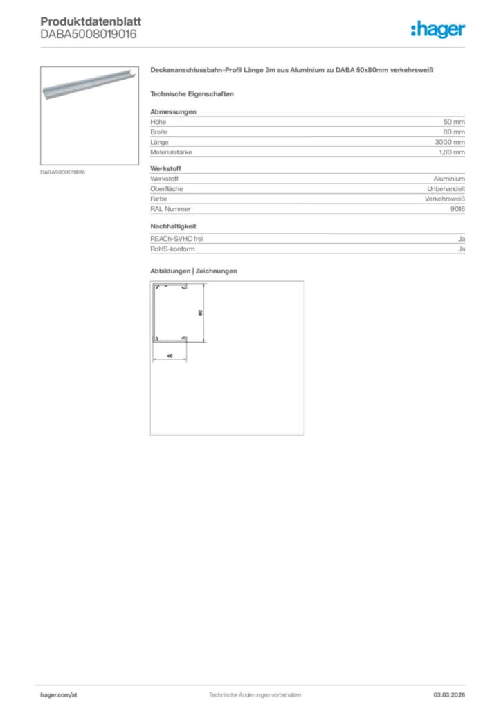 Bild Hager Produktdatenblatt DABA5008019016 | Hager Deutschland