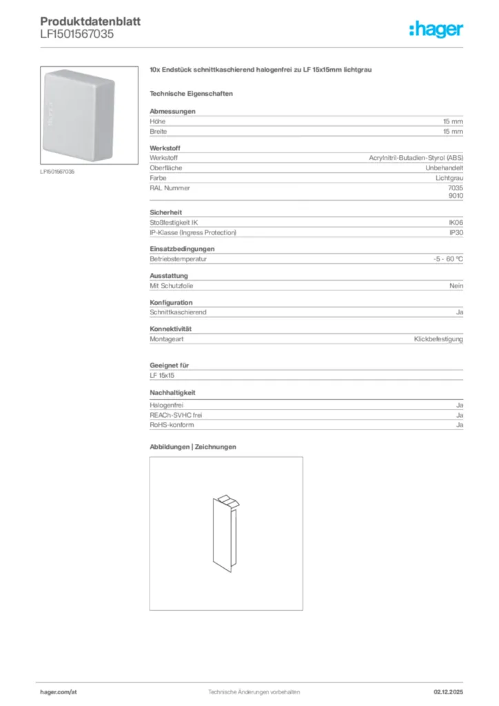 Bild Hager Produktdatenblatt LF1501567035 | Hager Deutschland