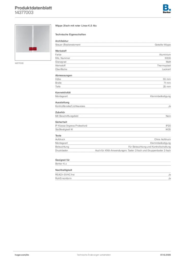 Berker Produktdatenblatt 14377003