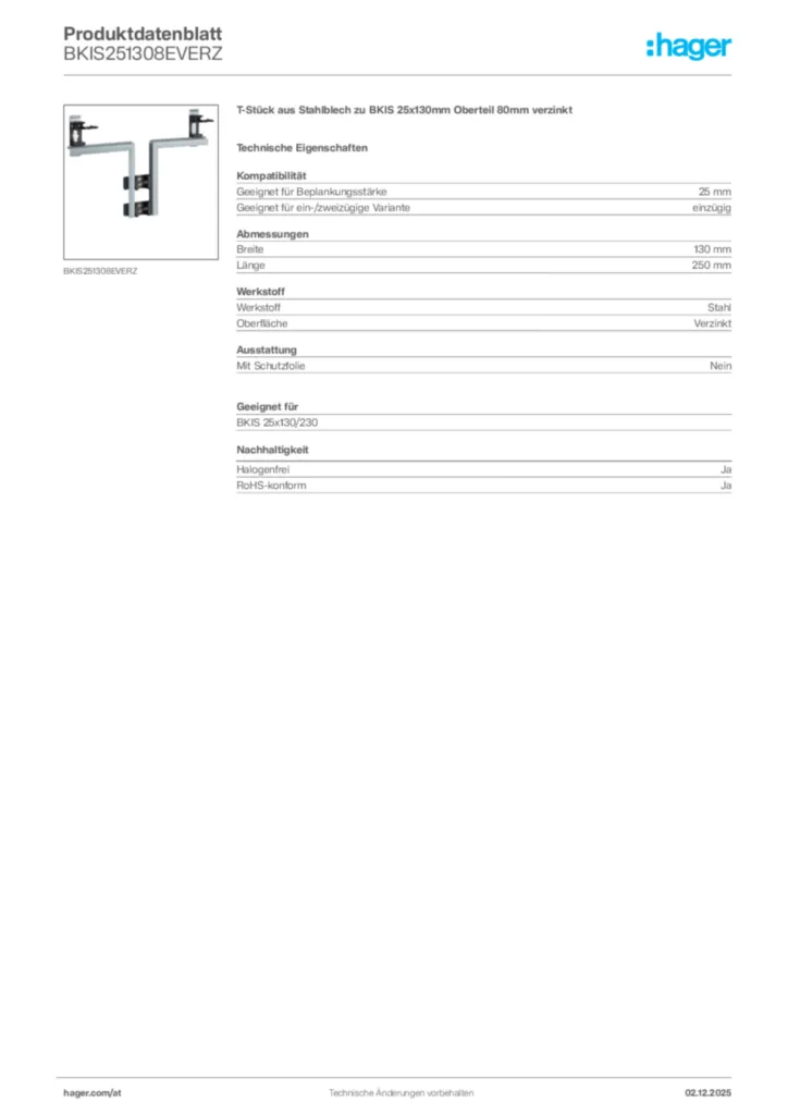 Bild Hager Produktdatenblatt BKIS251308EVERZ | Hager Deutschland