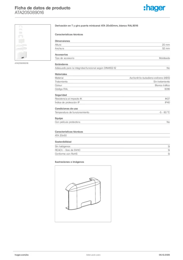 Imagen Hager Ficha de datos de producto ATA205089016 | Hager España