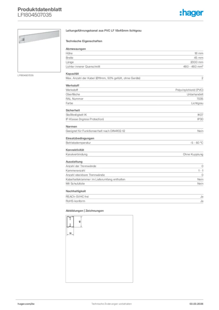 Bild Hager Produktdatenblatt LF1804507035 | Hager Deutschland