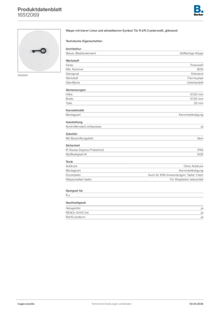Bild Berker Produktdatenblatt 16512069 | Hager Deutschland