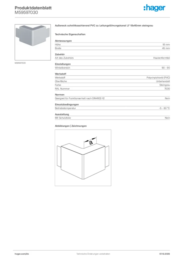 Bild Hager Produktdatenblatt M59597030 | Hager Deutschland