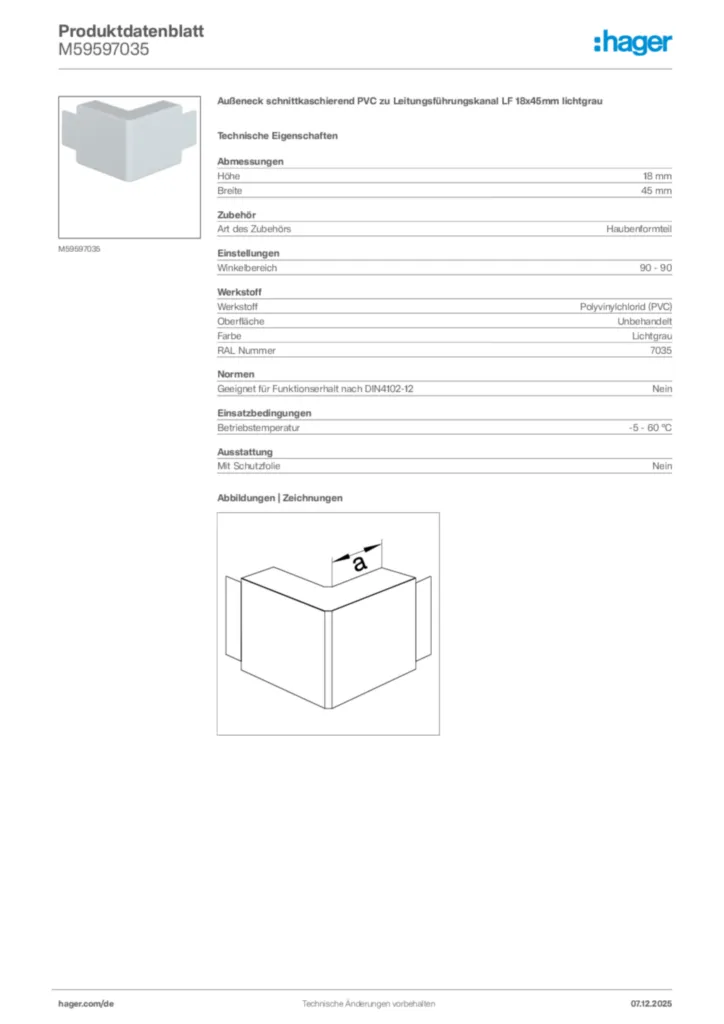Bild Hager Produktdatenblatt M59597035 | Hager Deutschland