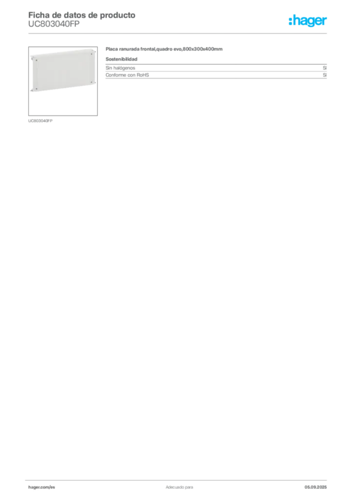Imagen Hager Ficha de datos de producto UC803040FP | Hager España