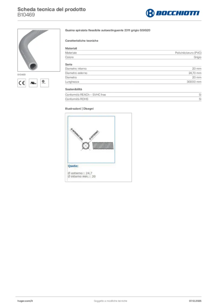 Immagine Bocchiotti Scheda tecnica del prodotto B10469 | Hager Italia