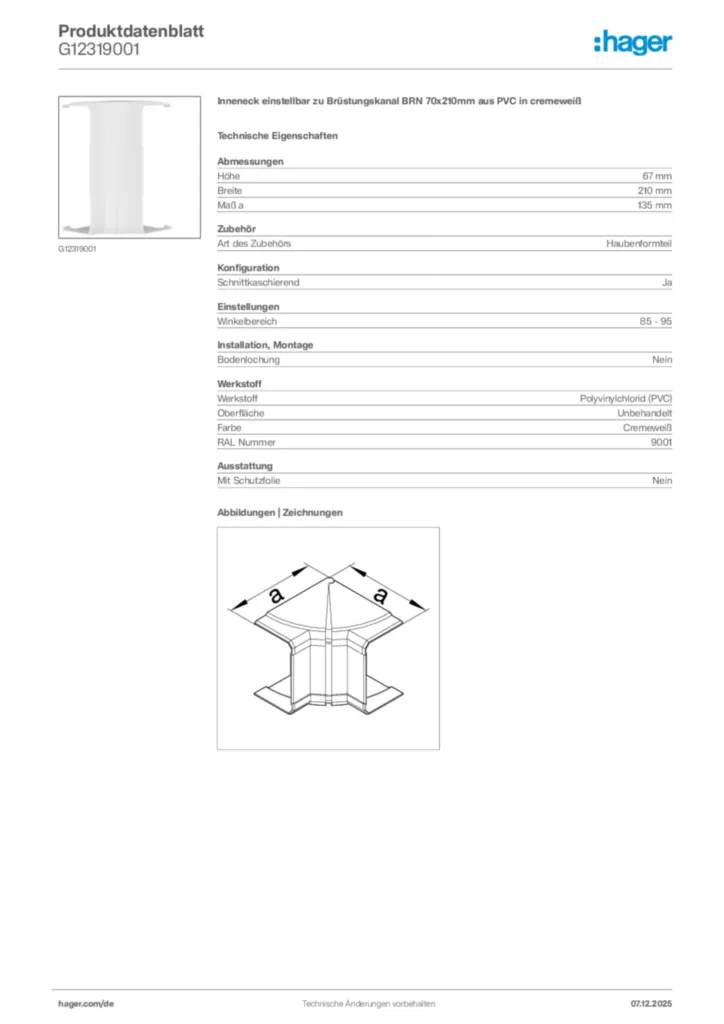 Bild Hager Produktdatenblatt G12319001 | Hager Deutschland
