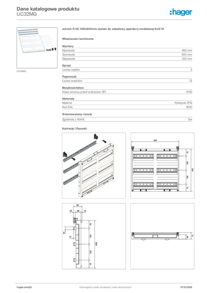 Zdjęcie Hager Karta katalogowa UC32MG | Hager Polska
