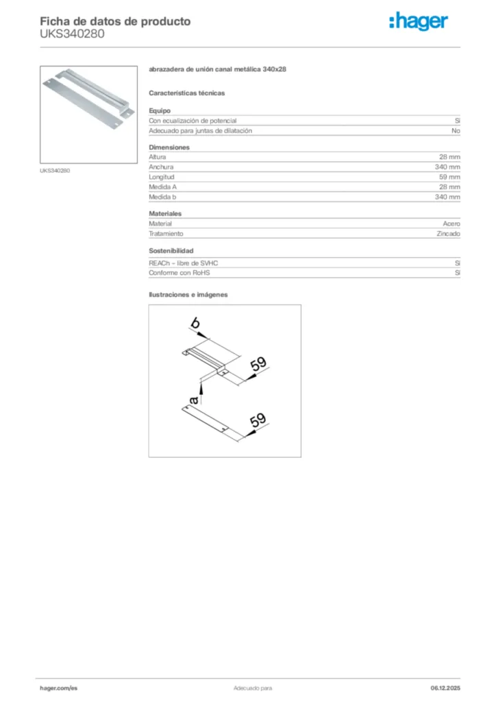 Imagen Hager Ficha de datos de producto UKS340280 | Hager España