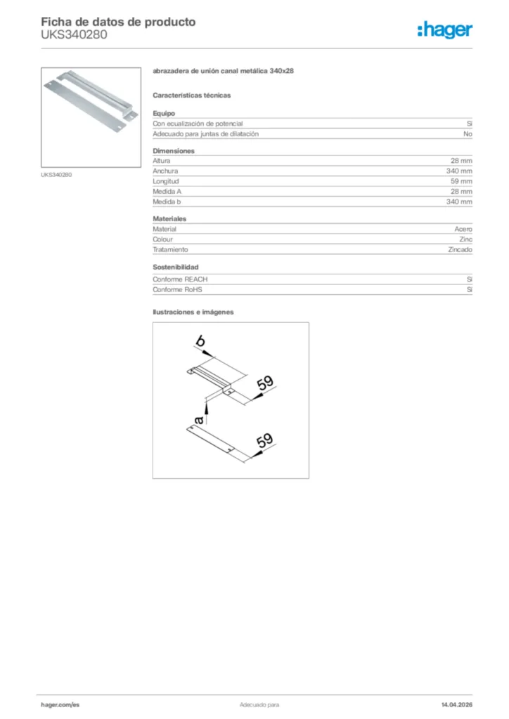 Imagen Hager Ficha de datos de producto UKS340280 | Hager España